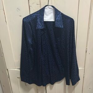 Navy blue leopard silk shein